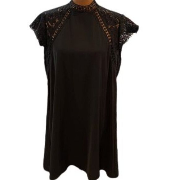 Zara Dresses & Skirts - ZARA Black Dress with Embroidered Cap Sleeves in Black – Size Large